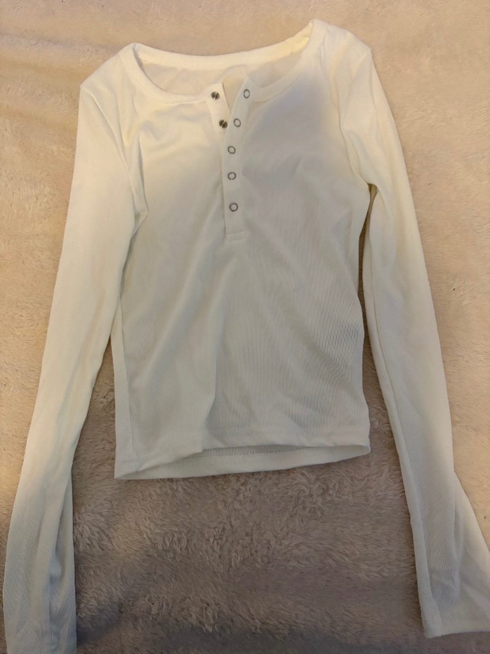 White Long Sleeve Button-Up Top